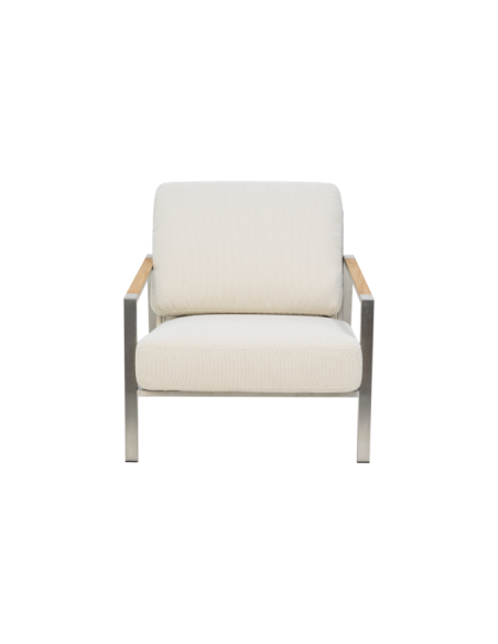 Sillón Exterior NAOS, Acero Inox, Poliéster Reciclado / Acero Inox / Beige - Brafab