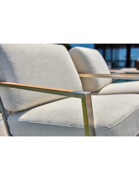 Sillón Exterior NAOS, Acero Inox, Poliéster Reciclado / Acero Inox / Beige - Brafab