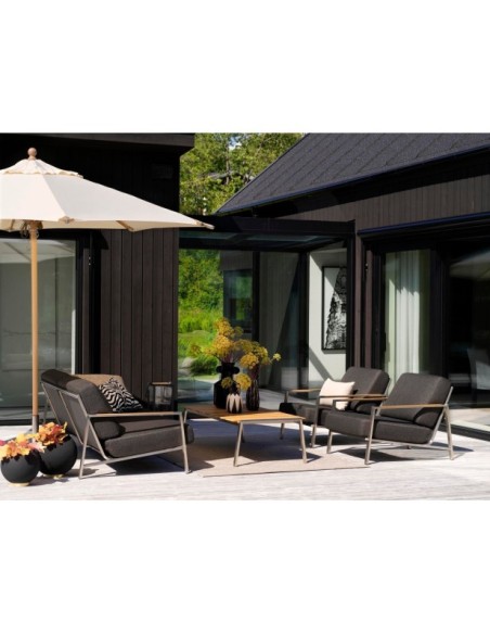 Sillón Exterior NAOS, Acero Inox, Madera de Teca FSC™ / Acero Inox / Negro - Brafab