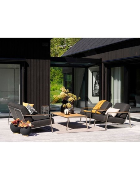 Sillón Exterior NAOS, Acero Inox, Madera de Teca FSC™ / Acero Inox / Negro - Brafab