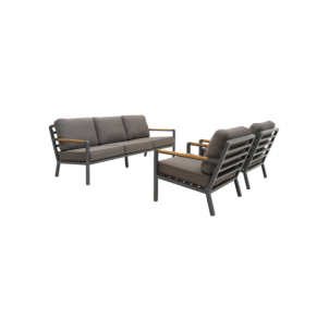 Set Exterior Sofá 3 Plazas y 2 Sillones NOVA, Aluminio,...