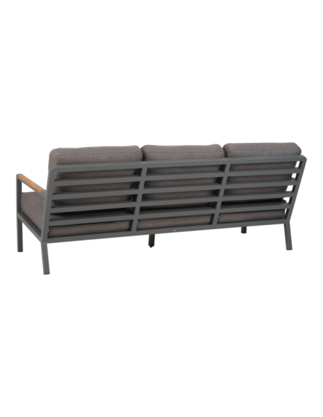 Set Exterior Sofá 3 Plazas y 2 Sillones NOVA, Aluminio, Poliéster Reciclado, Teca / Gris Antracita / Taupé - Brafab
