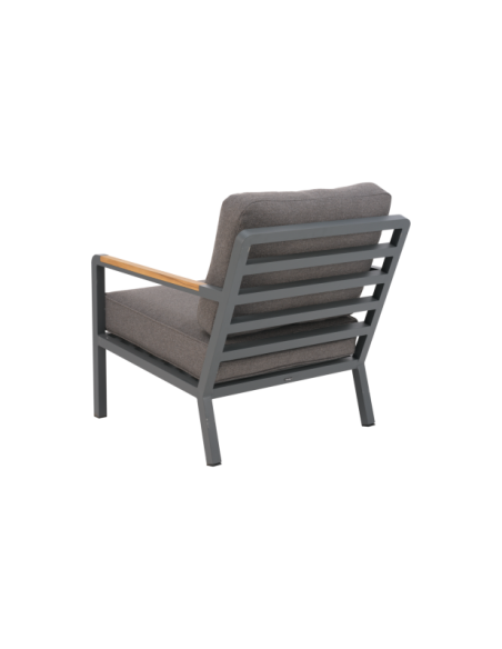 Set Exterior Sofá 3 Plazas y 2 Sillones NOVA, Aluminio, Poliéster Reciclado, Teca / Gris Antracita / Taupé - Brafab