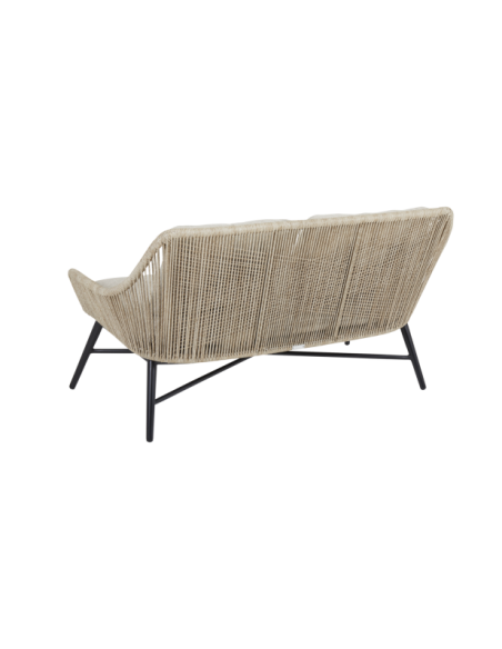 Sofá 2 Plazas Exterior PEMBROKE, Ratán Sintético, Olefina / Beige - Brafab