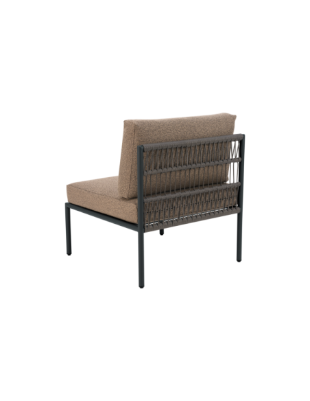 Moódulo Central Sofá Exterior RENO, Aluminio, Poliéster Reciclado / Negro / Beige - Brafab