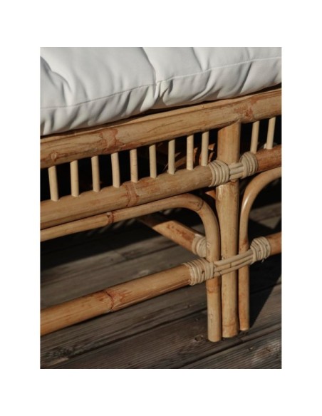 Sofá Cama Exterior VALLDA, Ratán, Olefina / Natural / Blanco - Brafab