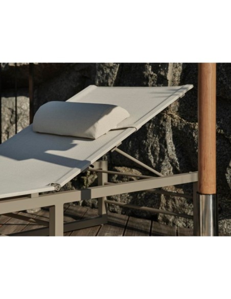 Tumbona Exterior VEVI, Aluminio, Textilene / Caqui / Blanco - Brafab