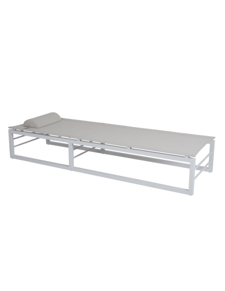 Tumbona Exterior VEVI, Aluminio, Textilene / Blanco - Brafab