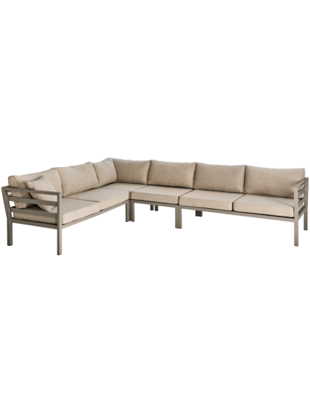 Sofá Esquinero Exterior WELDON 226x226x82 cm, Aluminio, Olefina / Caqui / Arena - Brafab