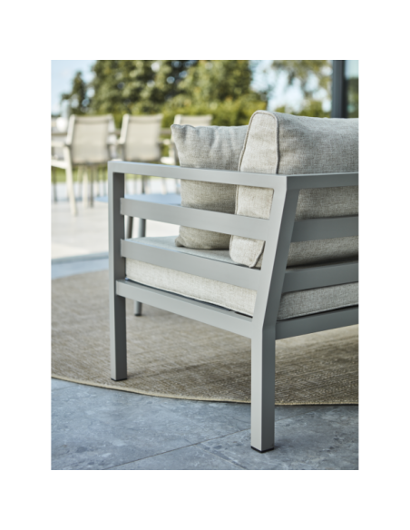 Sofá Esquinero Exterior WELDON 226x226x82 cm, Aluminio, Olefina / Caqui / Arena - Brafab