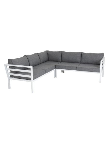 Sofá Esquinero Exterior WELDON 226x226x82 cm, Aluminio, Olefina / Blanco / Gris - Brafab