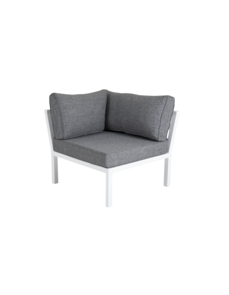 Sofá Esquinero Exterior WELDON 226x226x82 cm, Aluminio, Olefina / Blanco / Gris - Brafab