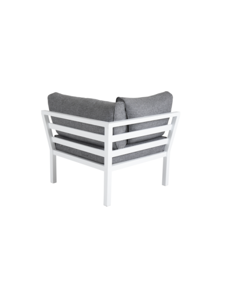 Sofá Esquinero Exterior WELDON 226x226x82 cm, Aluminio, Olefina / Blanco / Gris - Brafab