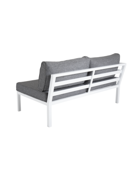 Sofá Esquinero Exterior WELDON 226x226x82 cm, Aluminio, Olefina / Blanco / Gris - Brafab