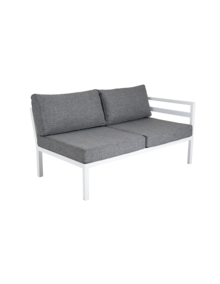 Sofá Esquinero Exterior WELDON 226x226x82 cm, Aluminio, Olefina / Blanco / Gris - Brafab