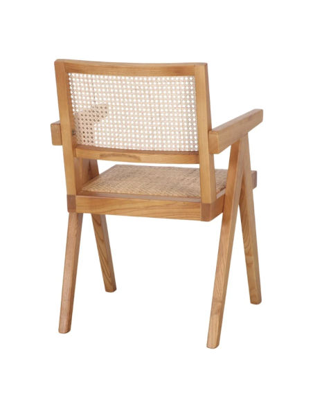 Silla con Brazos CHANDIGARH, Madera Natural / Ratán Natural