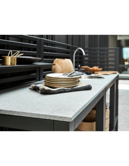 Cocina Exterior BELLAC Grifo + Fregadero, Negro / Gris - Brafab