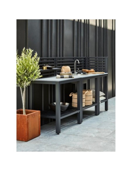 Cocina Exterior BELLAC, Módulo Esquina, Negro / Gris - Brafab