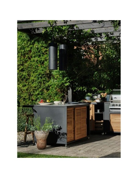 Cocina Exterior FORNAX Encimera Grande, Aluminio / Teca Natural / Negro - Brafab