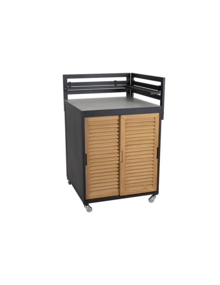 Cocina Exterior FORNAX Módulo Esquina, Aluminio / Teca Natural / Negro - Brafab