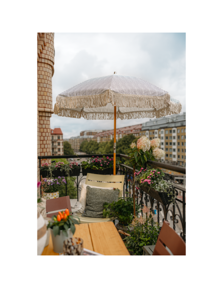 Sombrilla GATSBY 180 cm, A Rayas / Natural / Gris - Brafab