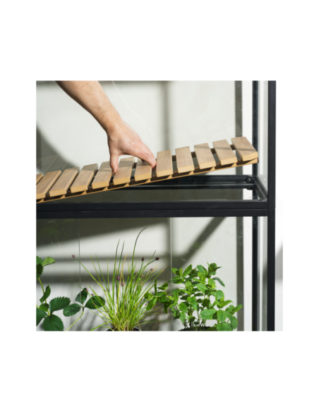 Vitrina Invernadero Ext GROWER GREENS Alto 137 cm, Metal Negro / Natural - Brafab