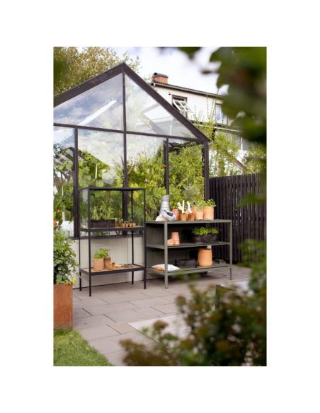 Vitrina Invernadero Ext GROWER GREENS Alto 137 cm, Metal Negro / Natural - Brafab