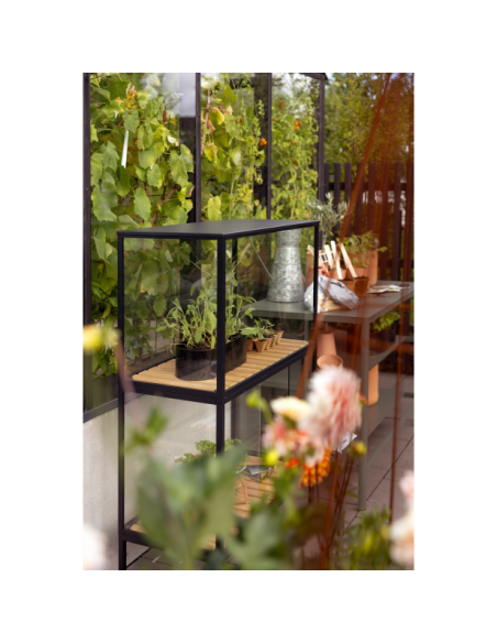 Vitrina Invernadero Ext GROWER GREENS Alto 137 cm, Metal Negro / Natural - Brafab