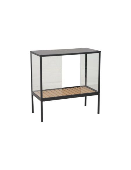 Vitrina Invernadero Ext GROWER GREENS Alto 82 cm, Metal Negro / Natural - Brafab