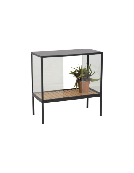 Vitrina Invernadero Ext GROWER GREENS Alto 82 cm, Metal Negro / Natural - Brafab