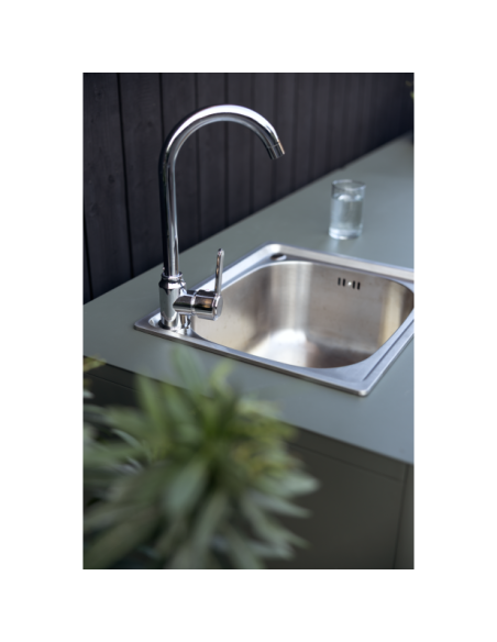 Cocina Exterior KELIA - Aparador con Grifo y Fregadero 121x91/125 cm, Aluminio Verde - Brafab