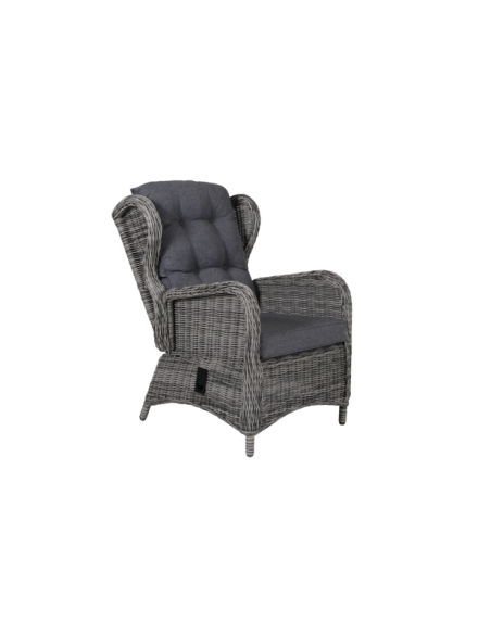 Sillón Reclinable ROSITA con Cojines , Ratán Sintético / Gris - Brafab