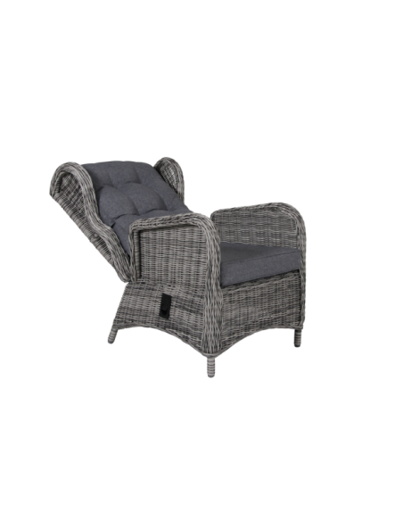 Sillón Reclinable ROSITA con Cojines , Ratán Sintético / Gris - Brafab