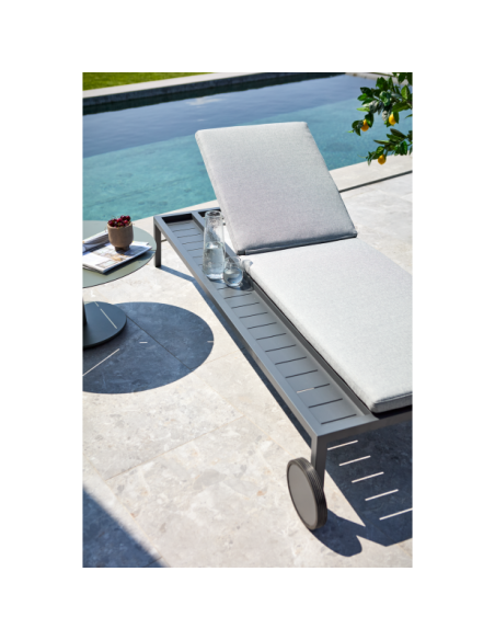 Tumbona SAMVARO, Metal / Textilene / Gris Antracita / Gris Perla - Brafab