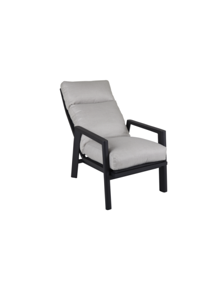 Sillón SLIDE Reclinable y Plegable, Aluminio / Textilene / Negro / Natural - Brafab