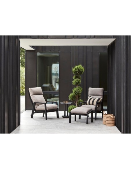 Sillón SLIDE Reclinable y Plegable, Aluminio / Textilene / Negro / Natural - Brafab