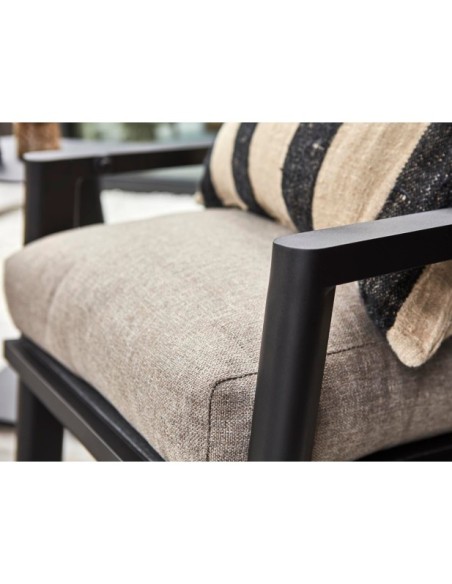 Sillón SLIDE Reclinable y Plegable, Aluminio / Textilene / Negro / Natural - Brafab