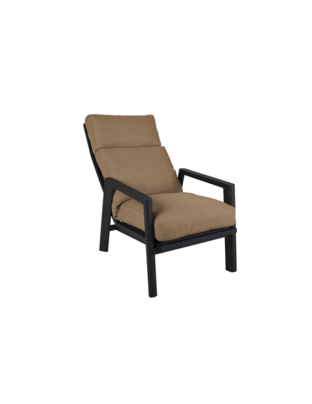 Sillón SLIDE Reclinable y Plegable, Aluminio / Textilene / Negro / Canela - Brafab