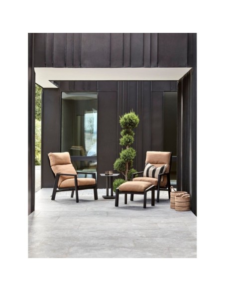 Sillón SLIDE Reclinable y Plegable, Aluminio / Textilene / Negro / Canela - Brafab