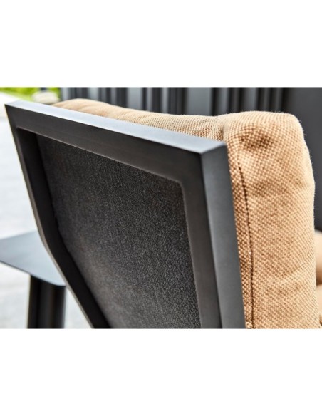 Sillón SLIDE Reclinable y Plegable, Aluminio / Textilene / Negro / Canela - Brafab