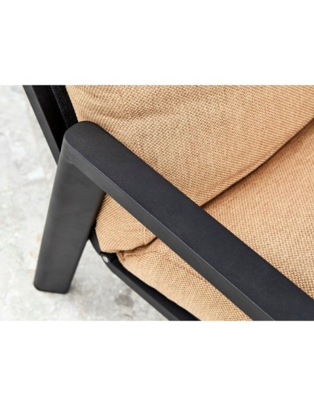 Sillón SLIDE Reclinable y Plegable, Aluminio / Textilene / Negro / Canela - Brafab