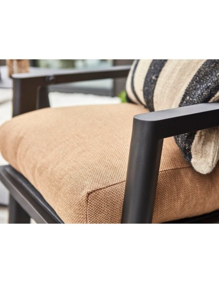 Sillón SLIDE Reclinable y Plegable, Aluminio / Textilene / Negro / Canela - Brafab