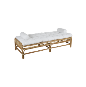 Tumbona VALLDA con Cojín, Ratán Natural / Blanco - Brafab