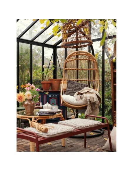 Sillón Colgante Exterior VALLDA con Cojines, Ratán Natural / Blanco - Brafab