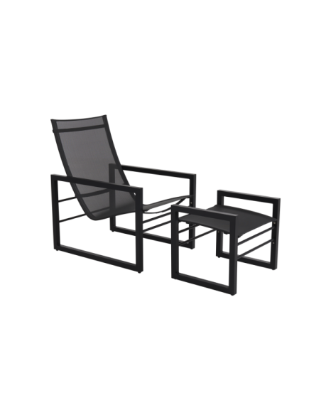 Reposapiés Exterior VEVI, Aluminio / Textilene / Negro - Brafab