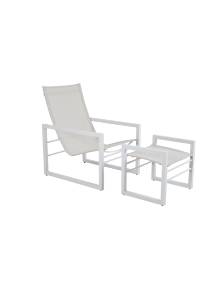 Reposapiés Exterior VEVI, Aluminio / Textilene / Blanco - Brafab