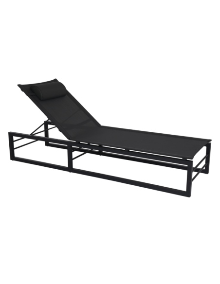 Tumbona Plegable VEVI, Aluminio / Textilene / Negro - Brafab