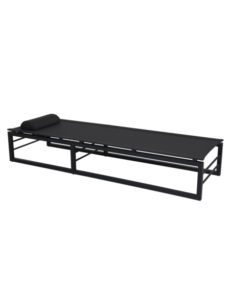 Tumbona Plegable VEVI, Aluminio / Textilene / Negro - Brafab