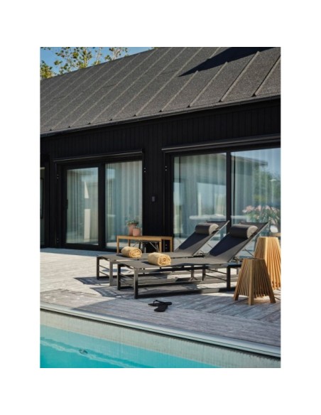 Tumbona Plegable VEVI, Aluminio / Textilene / Negro - Brafab