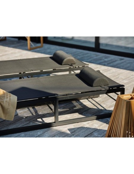 Tumbona Plegable VEVI, Aluminio / Textilene / Negro - Brafab